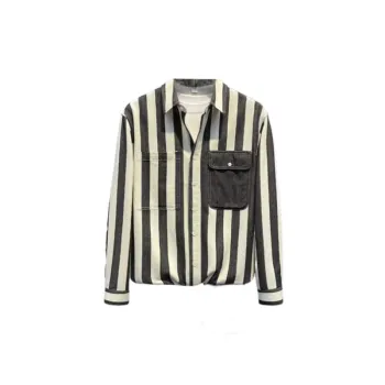 Trendy Color Matching Vertical Stripe Lapel Shirts