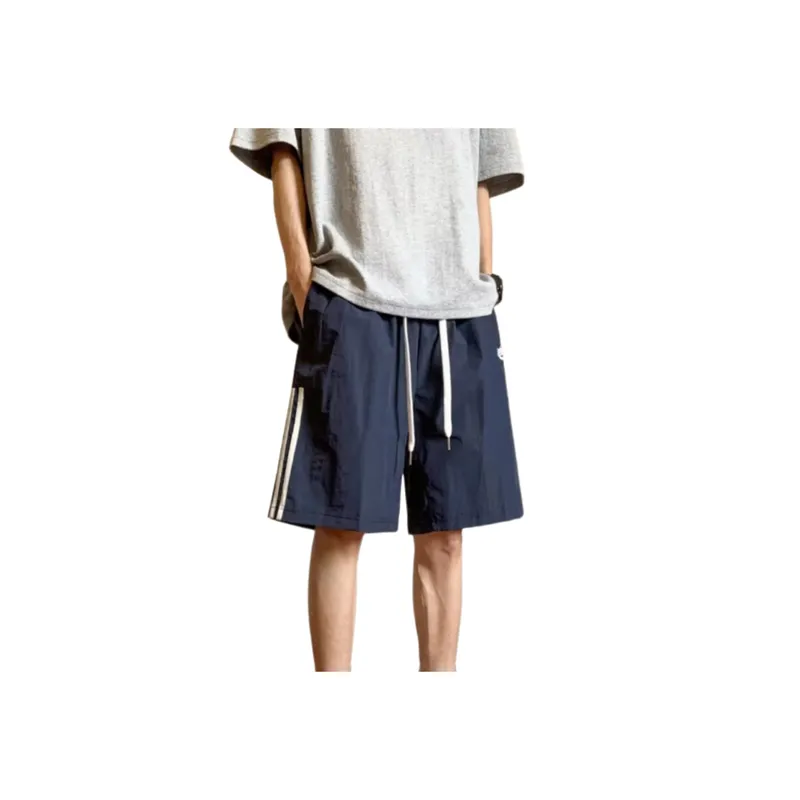 Quick Drying Retro Casual Sports Shorts with Striped Design-0