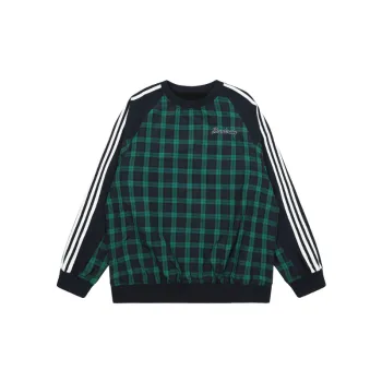 Contrast Striped Plaid Sweatshirt