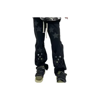 Patch Loose Straight Bandage Pants
