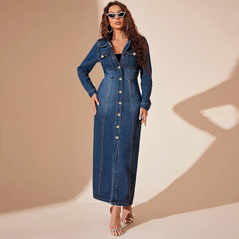 Casual Loose Denim Dress Women-2