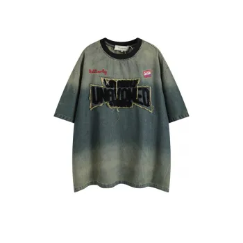 Tie Dye Patch Embroidered Short Sleeved T Shirt