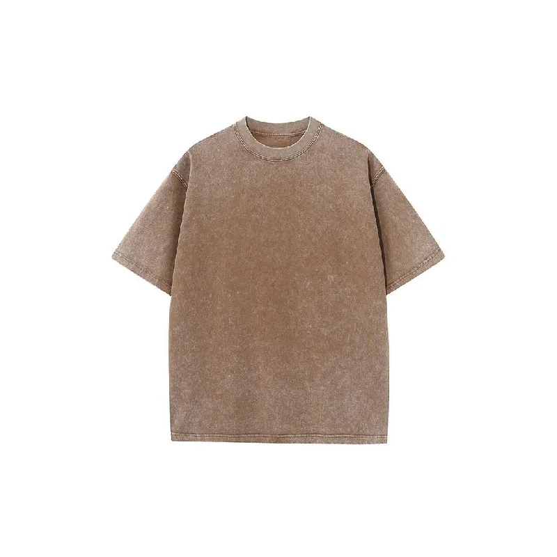 Retro Plain Combed Cotton T Shirt Unisex-0