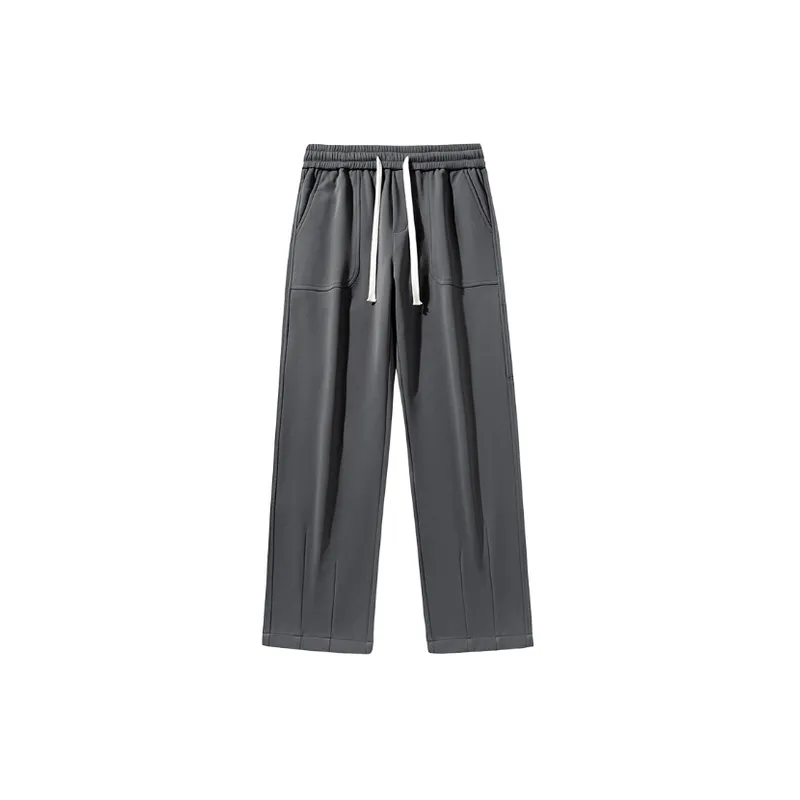 Stitching Design Twill Straight Pants-8