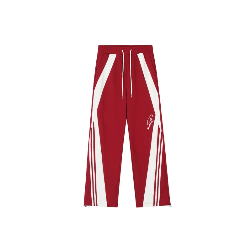Striped Color Matching Decorative Cotton Pants-0