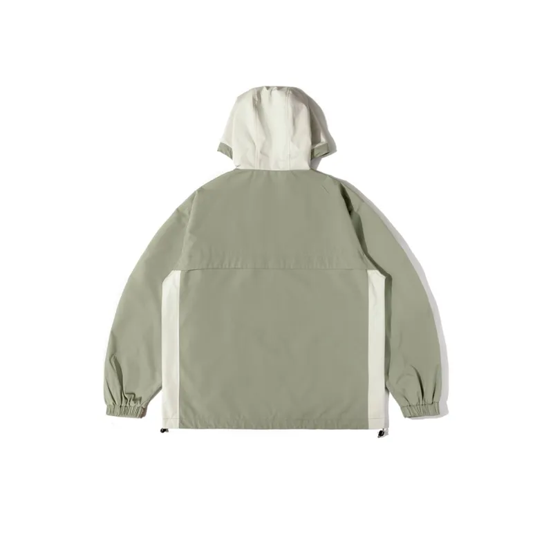 Windproof Stitching Contrast Color Hooded Jacket-5