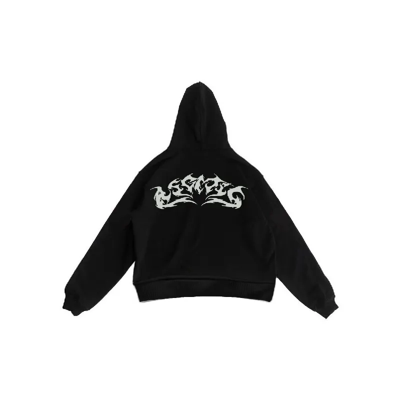 Zipper Gothic Letter Print Hoodie-5