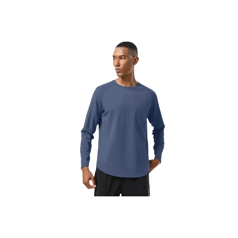 Sporty Plain Blended Synthetic Fabrics T Shirt-5