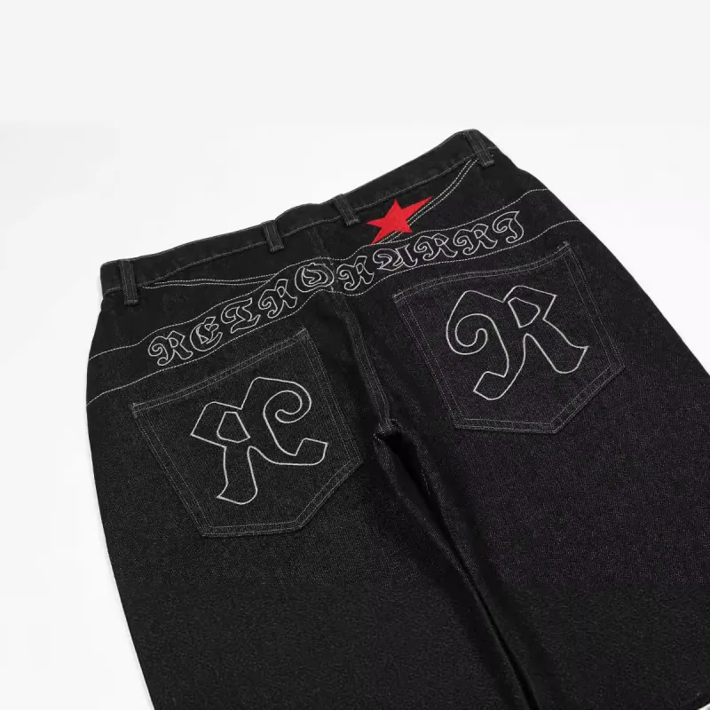 Retro Embroidered Jeans-2