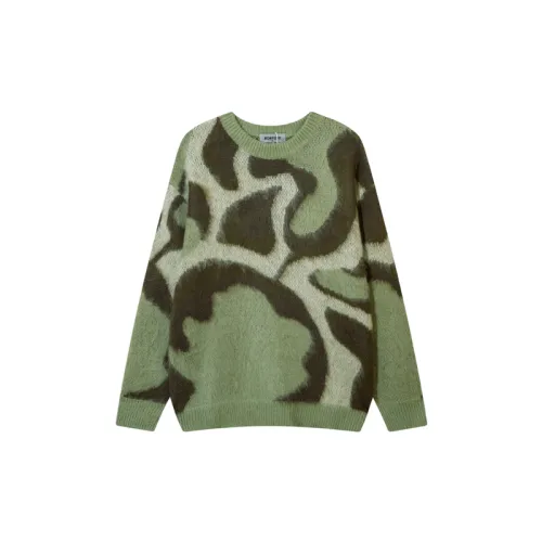 Retro Street Collisional Hairy Wool Round Neck Sweater