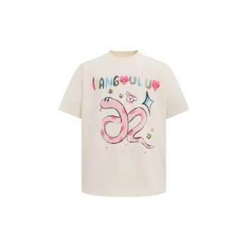 Cartoon Graffiti Cotton Blended Fabric T Shirt