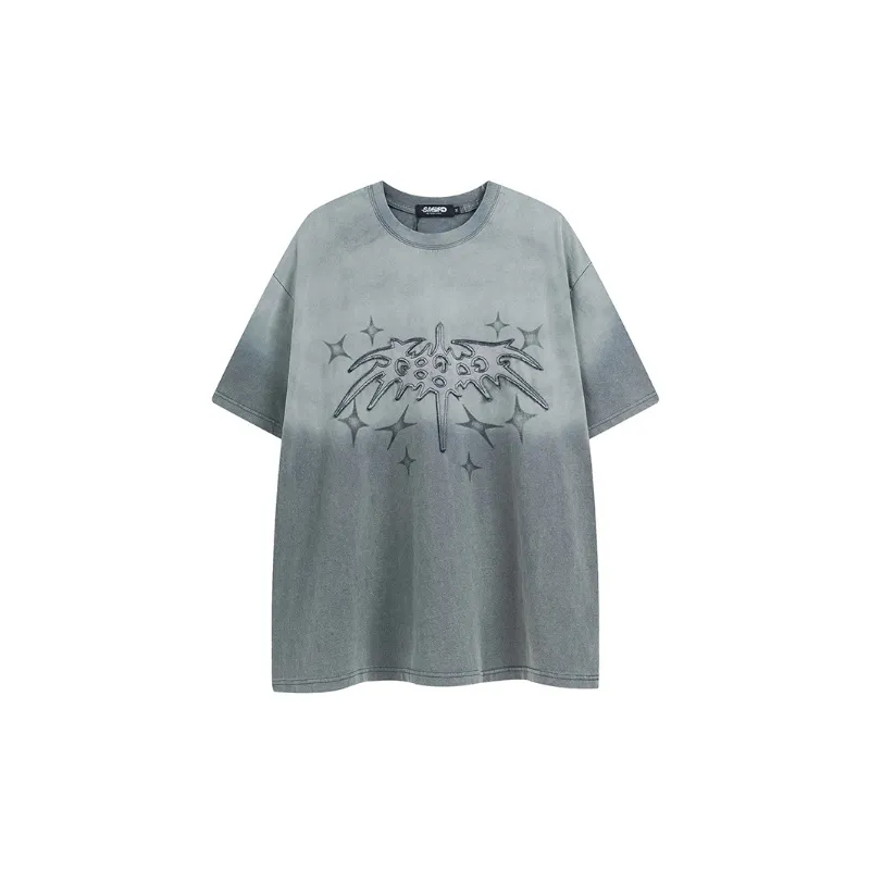 Trendy Wash Embroidery Casual Short Sleeve T shirt-0