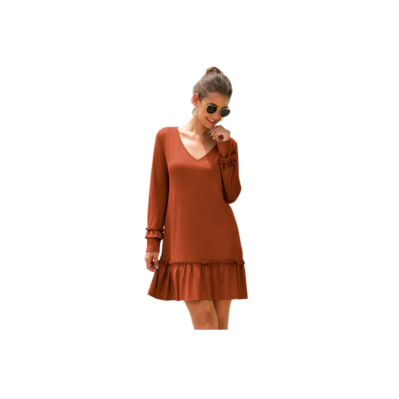 Fashionable Simple Cotton Blended Fabric Dress Women