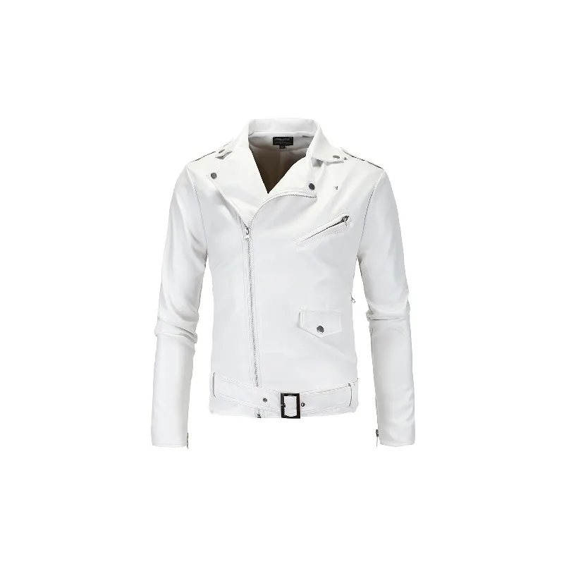 Casual Loose Synthetic Material Leather Jacket-6