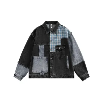 Retro Plaid Loose Casual Denim Jacket