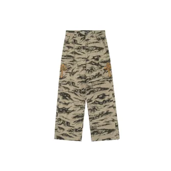Retro High Street Camouflage Loose Straight Casual Trousers