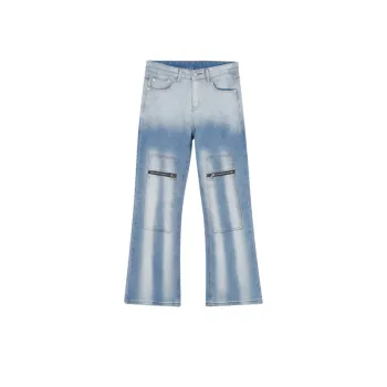 Trendy Splicing Zipper Jeans