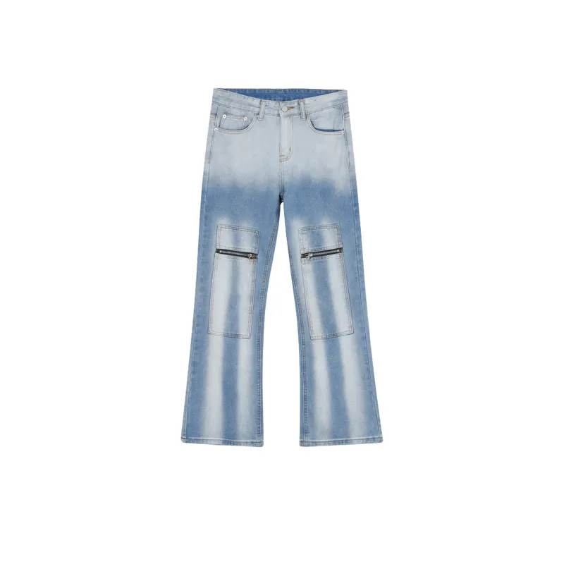 Trendy Splicing Zipper Jeans-0