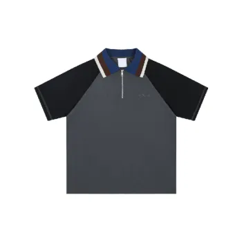 Casual Contrast Color Cotton Blended Fabric Polo
