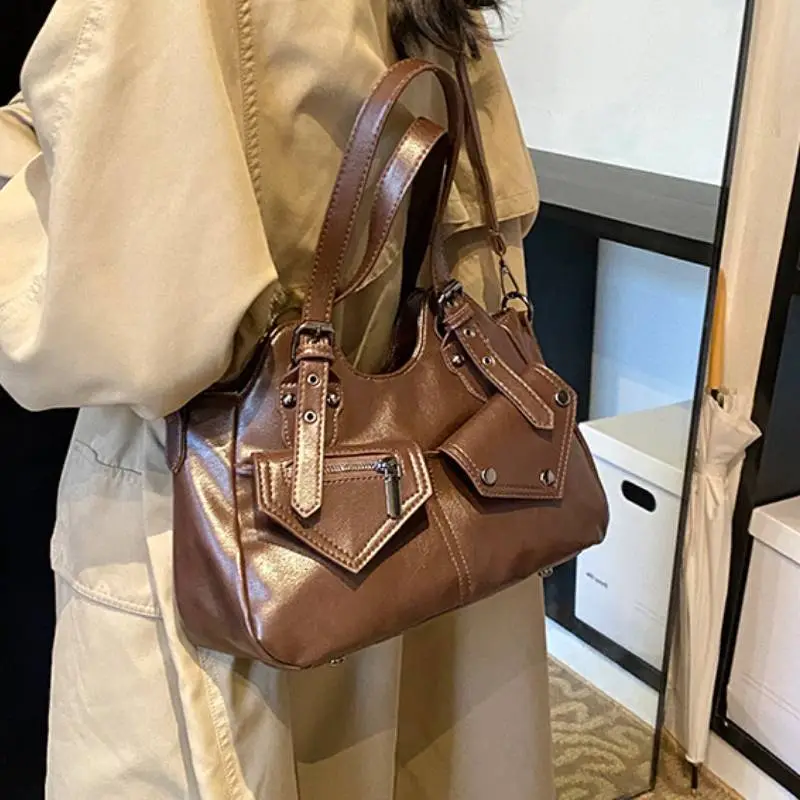 Contrast Color Retro Shoulder Bag-4