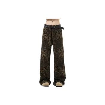 Retro Leopard Print Jeans