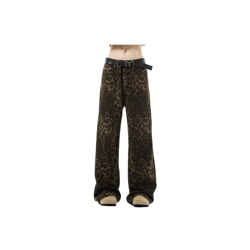 Retro Leopard Print Jeans-0