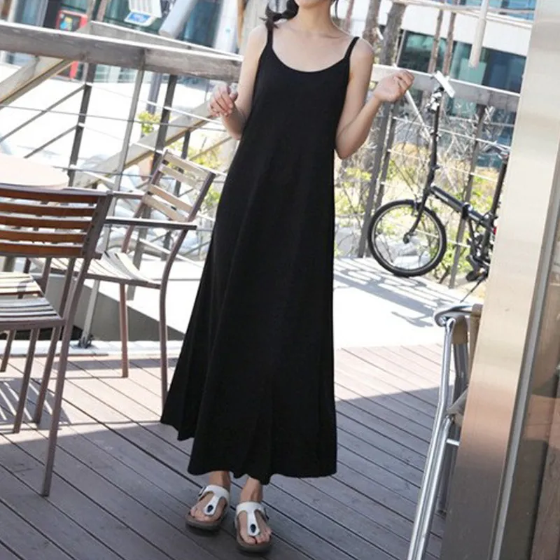 Simple Lace Up Mercerized Cotton Dress Women-1