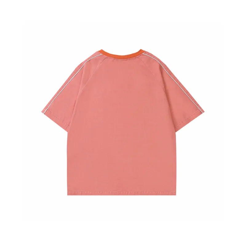 Casual Embroidered Short Sleeved T Shirt-5