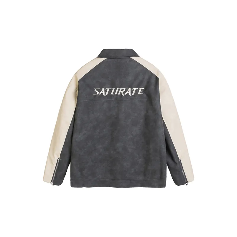 Color matching Multi pocket Motorcycle Jacket-5