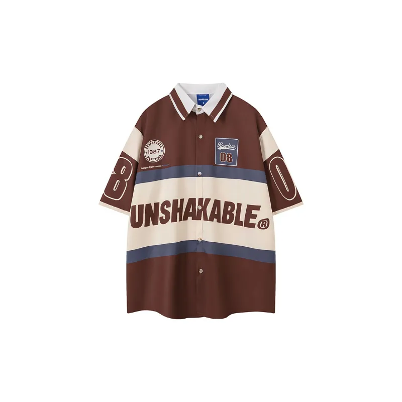 Retro Loose Letter Print Shirt-6
