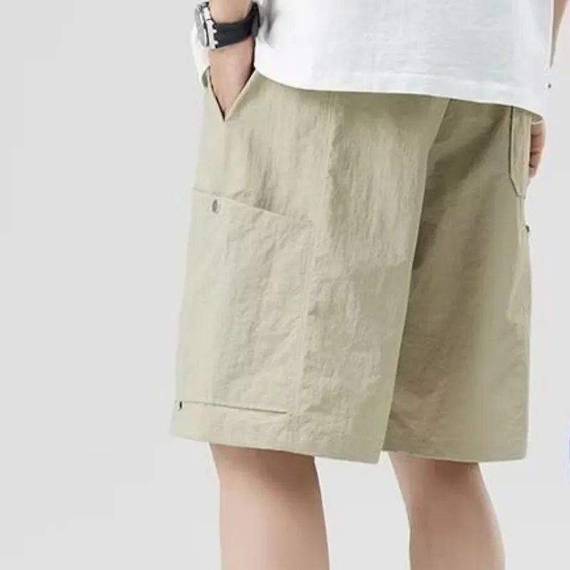 Casual Loose Blended Synthetic Fabrics Cargo Shorts-5