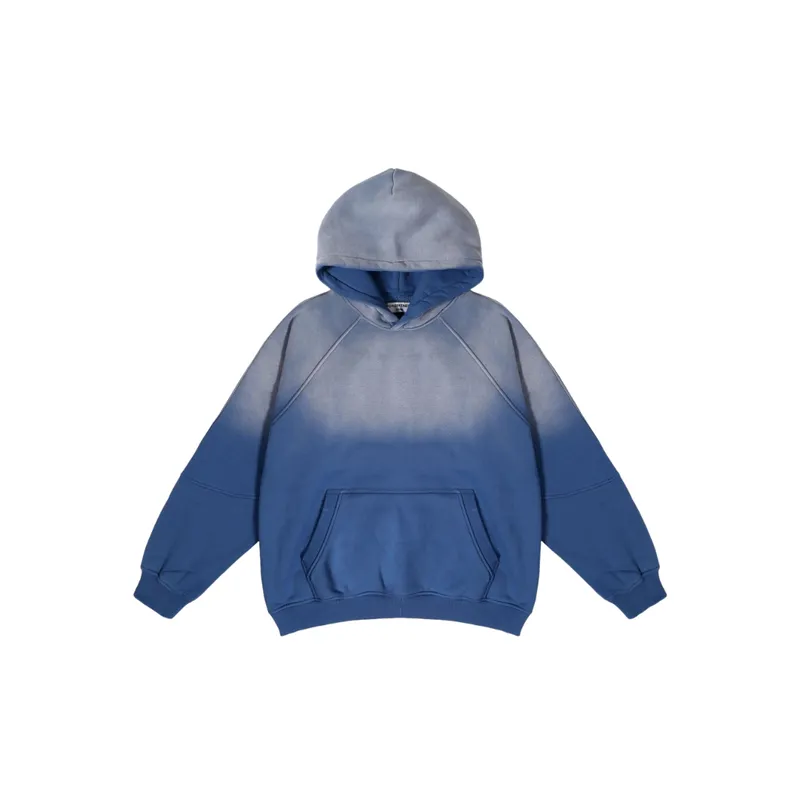 Gradient Color matching Old Oversize Loose Hooded Sweater-4