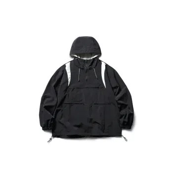 Retro Functional Male Tooling Design Sense Hooded Stitching Pullover Jacket