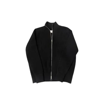 Fashionable Zipper Cotton Blended Fabric Sweater