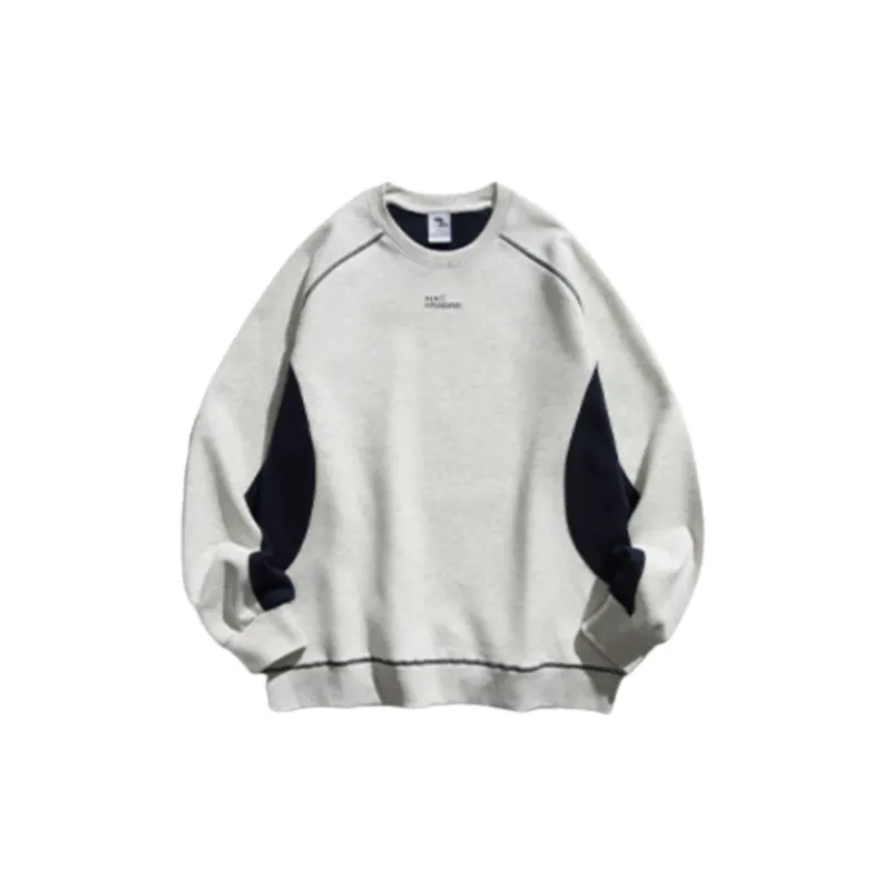 Velvet Raglan Sleeve Color Matching Printed Round Neck Pullover Sweatshirt-2