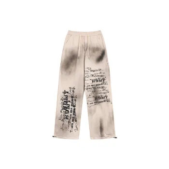 High Street Vintage Distressed Spray Color Letter Printed Casual Pants