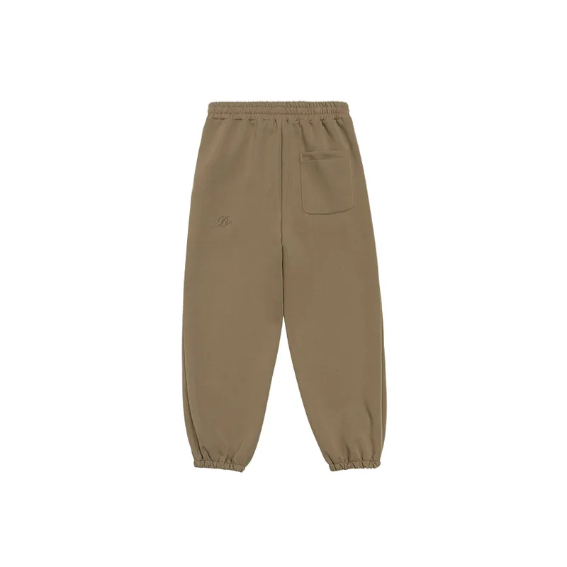 Plain Embroidery Cotton Casual Pants-3