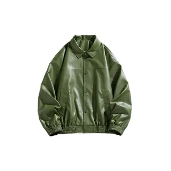 Casual Simple Polyester Leather Jacket