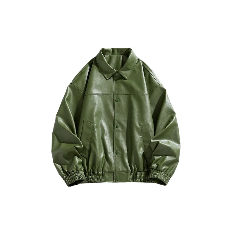 Casual Simple Polyester Leather Jacket-8