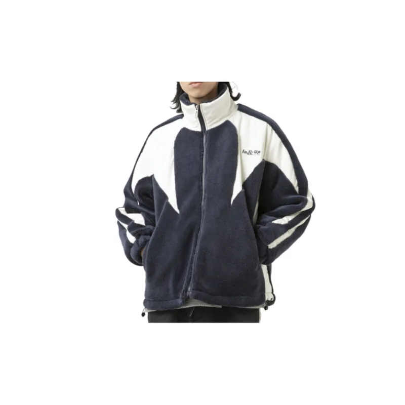 Vintage Lamb Fleece Stitching Warm Thickened Cotton padded Jacket-3