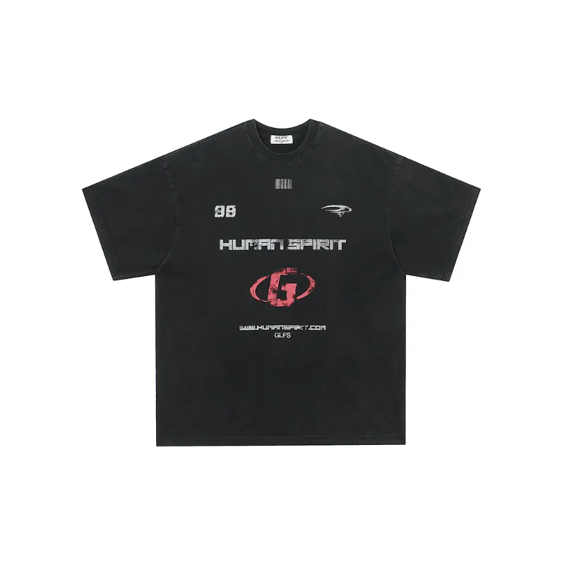 Retro Loose Hip Hop Washed T Shirt-0