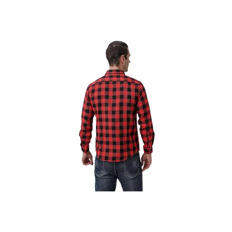 Casual Plaid Cotton Blended Fabric Shirt-2