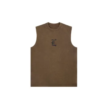 Street Tide Letters Printed Round Neck Vest