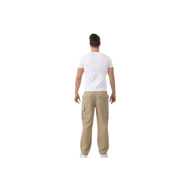 Simple Plain Blended Synthetic Fabrics Cargo Pants-1