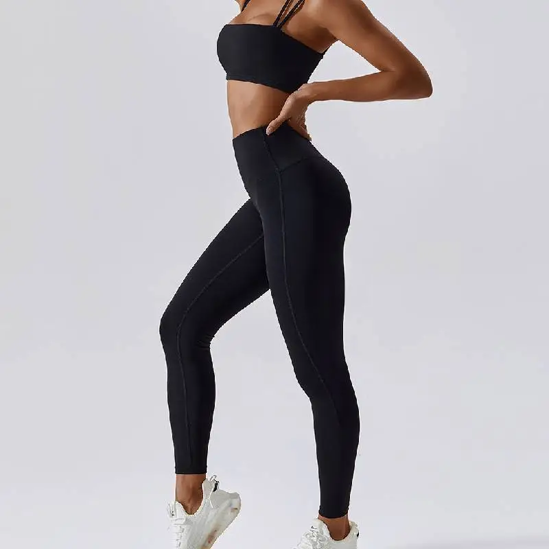 Sporty Simple Nylon Spandex Blend Leggings Women-1