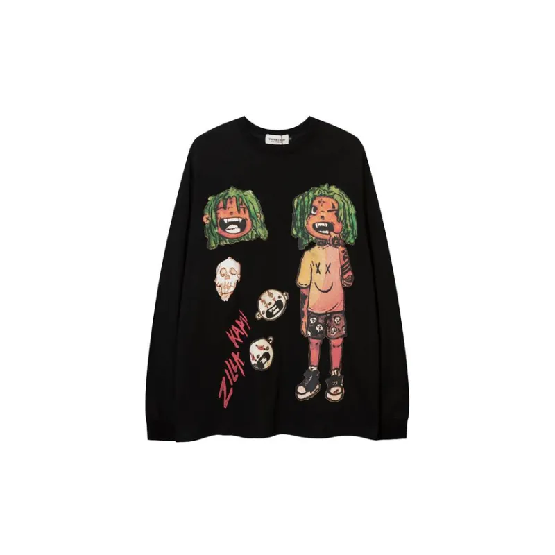 Fun Cartoon Anime Printing Long Sleeved T Shirt-4