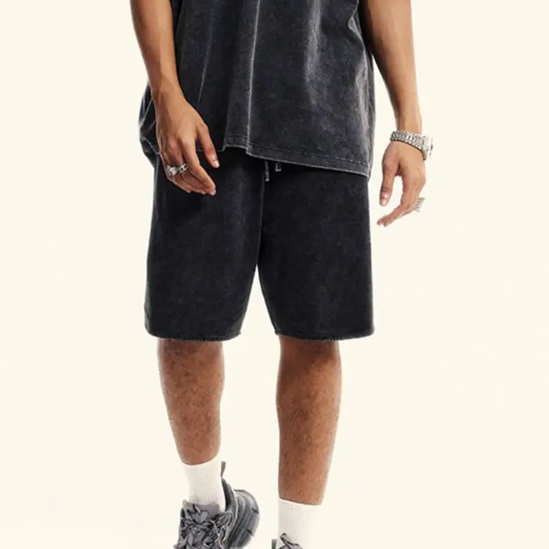 Simple Distress Cotton Casual Shorts-4