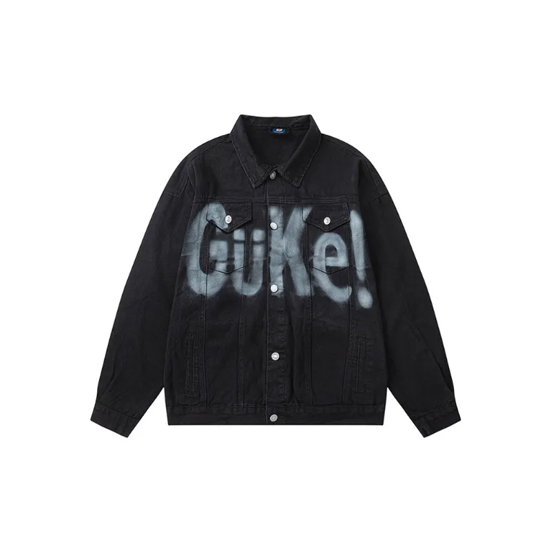 Retro Watermark Hand painted Letters Jacket-0