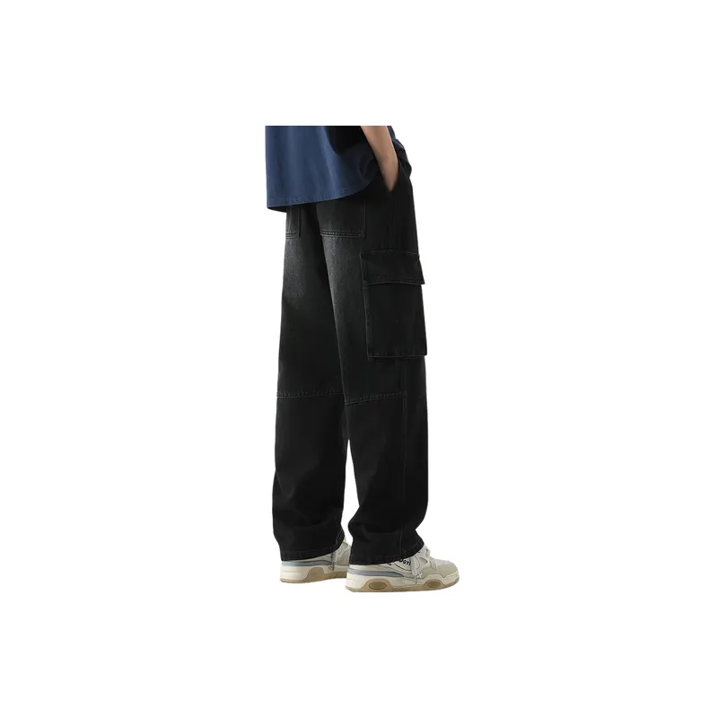 Fashionable Loose Denim Cargo Pants-10