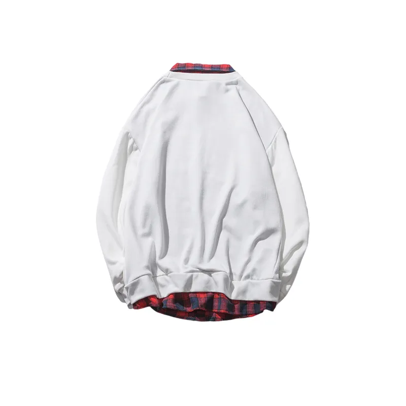 New Style Street Brand Casual Turn Down Collar Fake Two Piece Loose Hoodie-1
